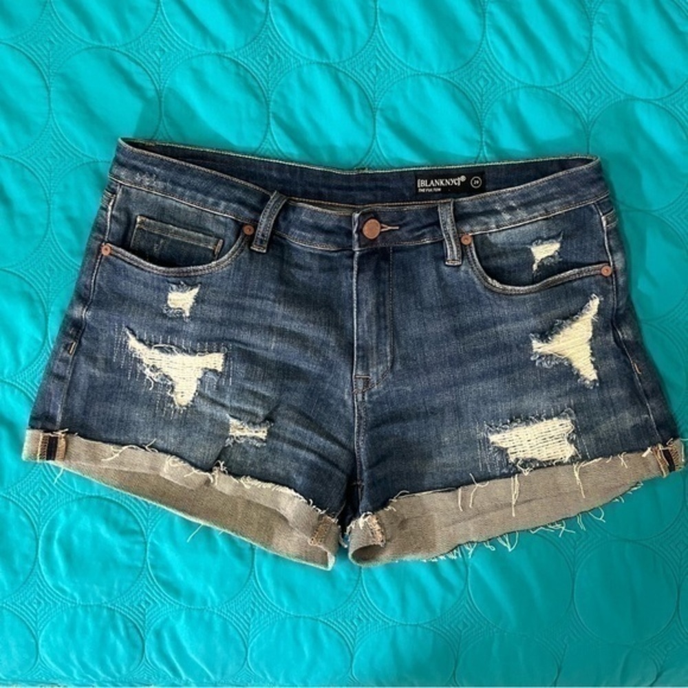 Blank NYC The Fulton Roll Up distressed denim cutoff shorts size 29 - Picture 3 of 12